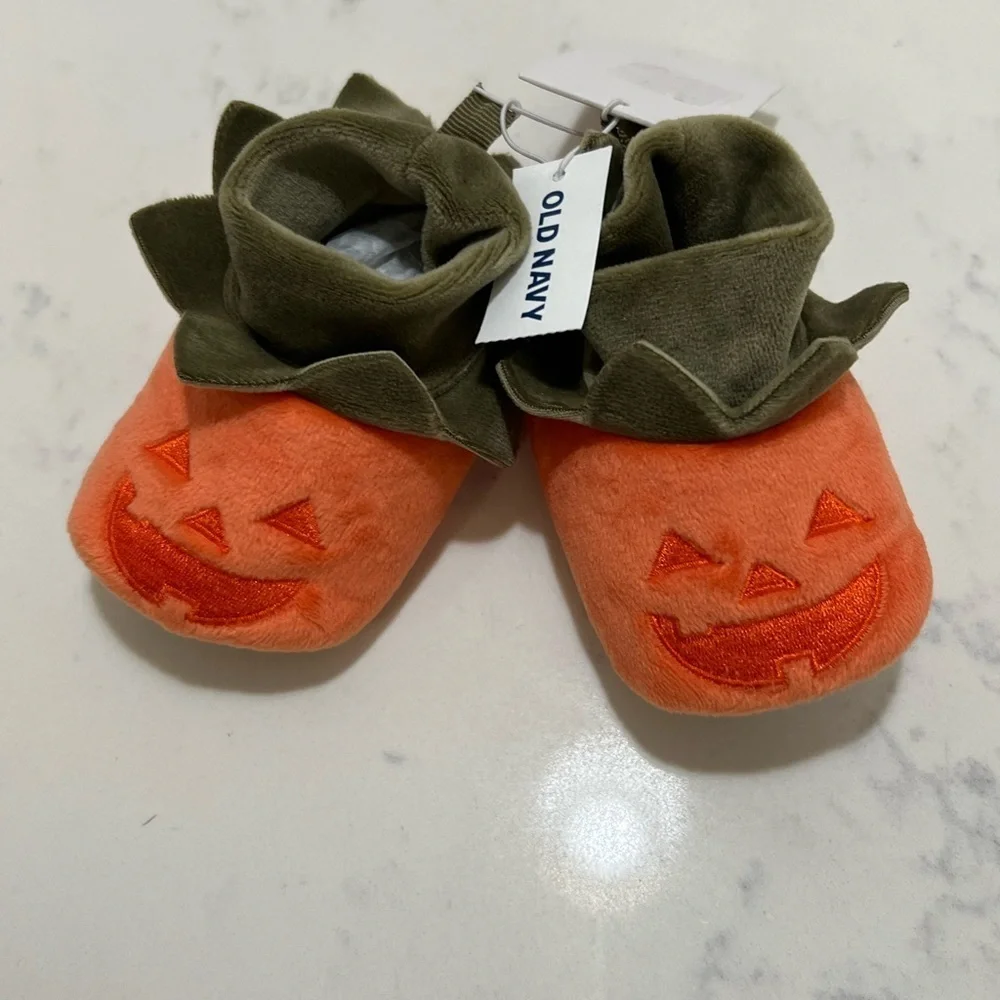 Festive Orange Pumpkin Baby Slippers